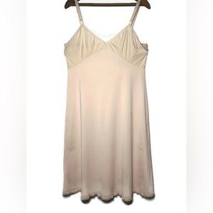 Vintage Shadowline Dress Slip Nylon Nude Lace Trim Size 38 Tall USA Undergarmen